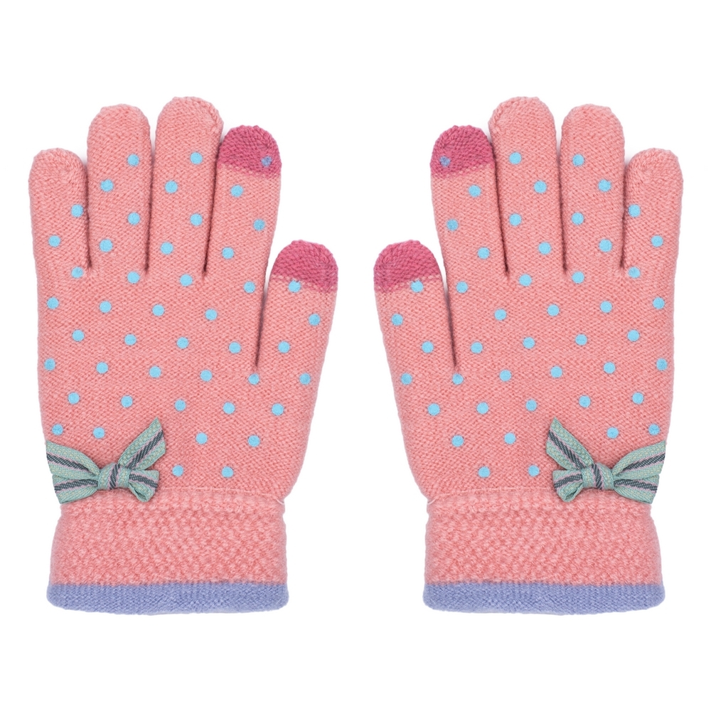 Gloves acrylic touchscreen petit polka pink