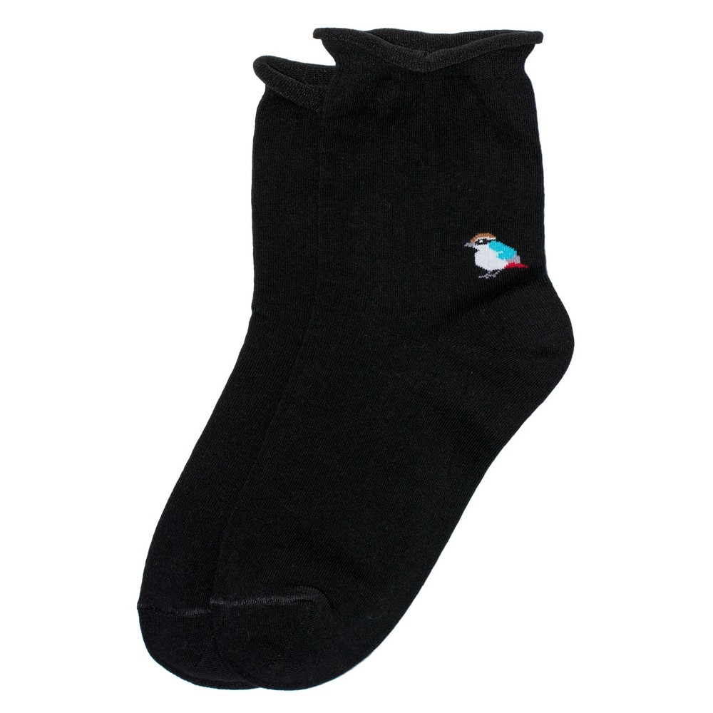 Socks cotton & spandex fairy pitta bird black