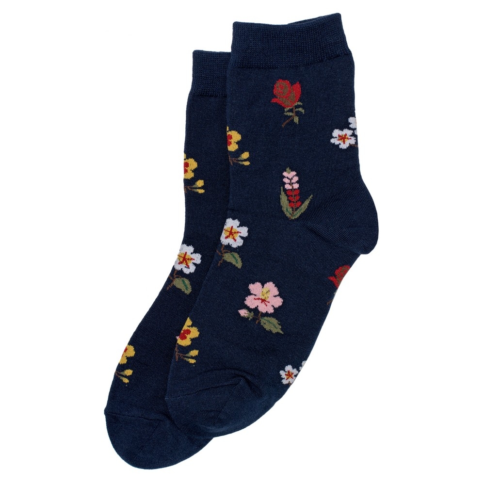 Socks cotton & spandex flora navy blue