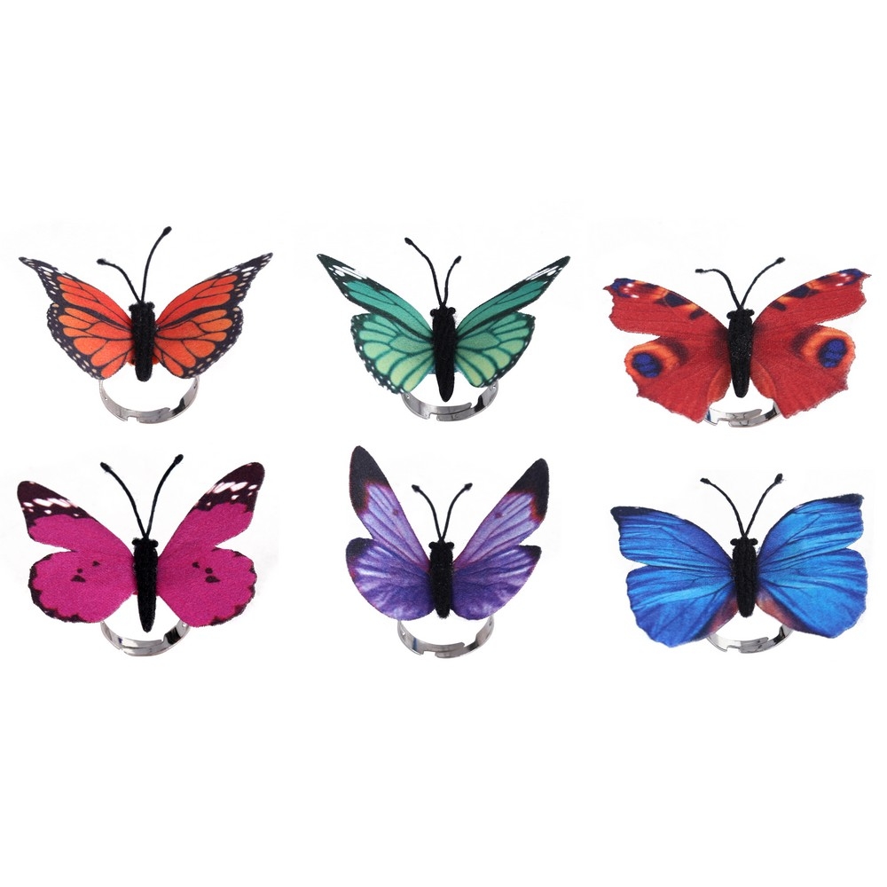 Ring fabric butterfly assorted colours