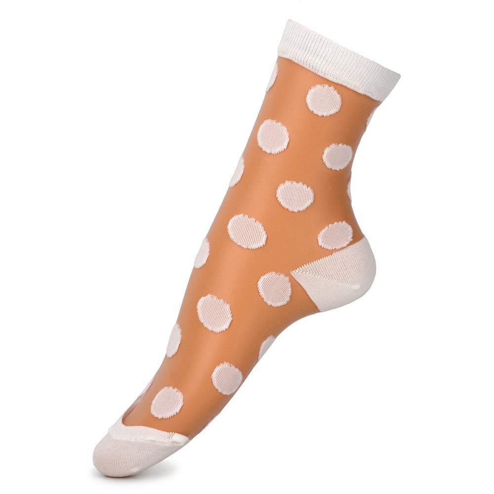 Socks spandex sheer polka white