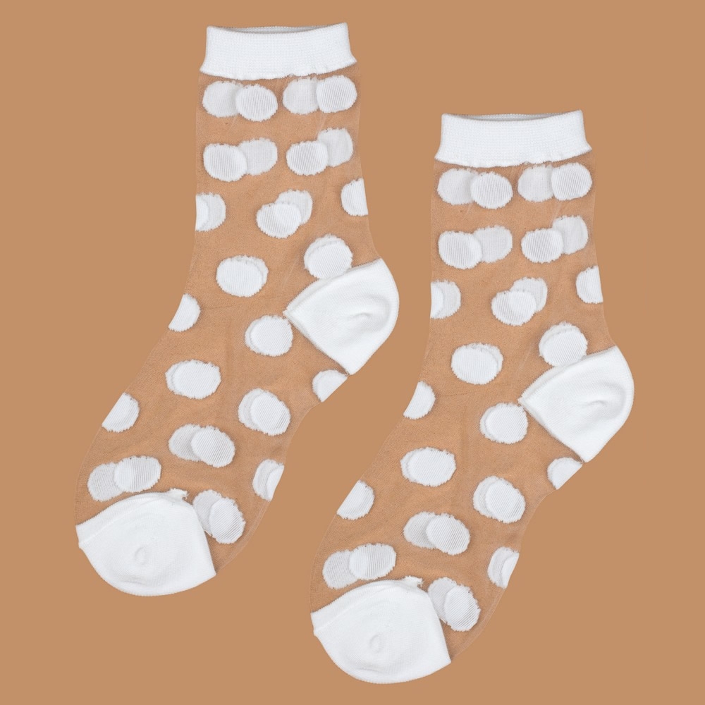 Socks spandex sheer polka white - Image 2