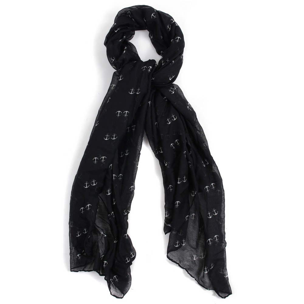 Scarf twin anchor black