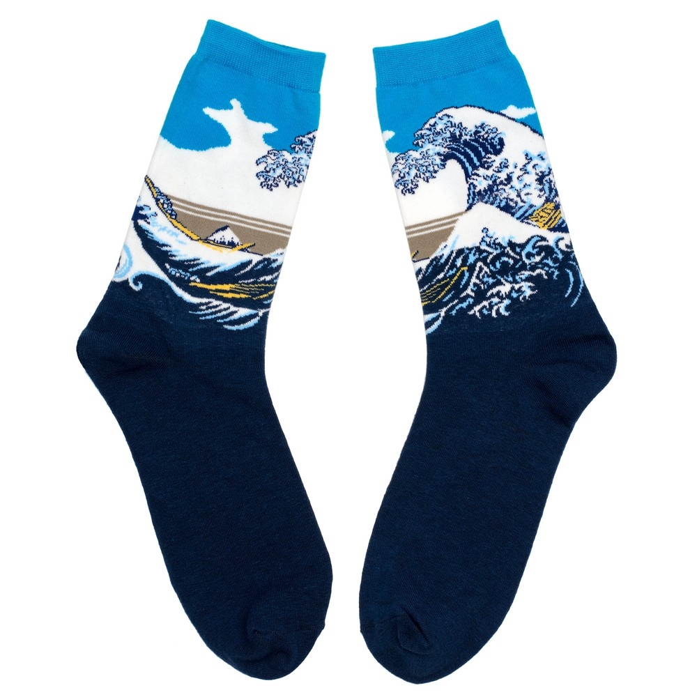 Socks cotton gents inspired by Hokusai The Great Wave blue
