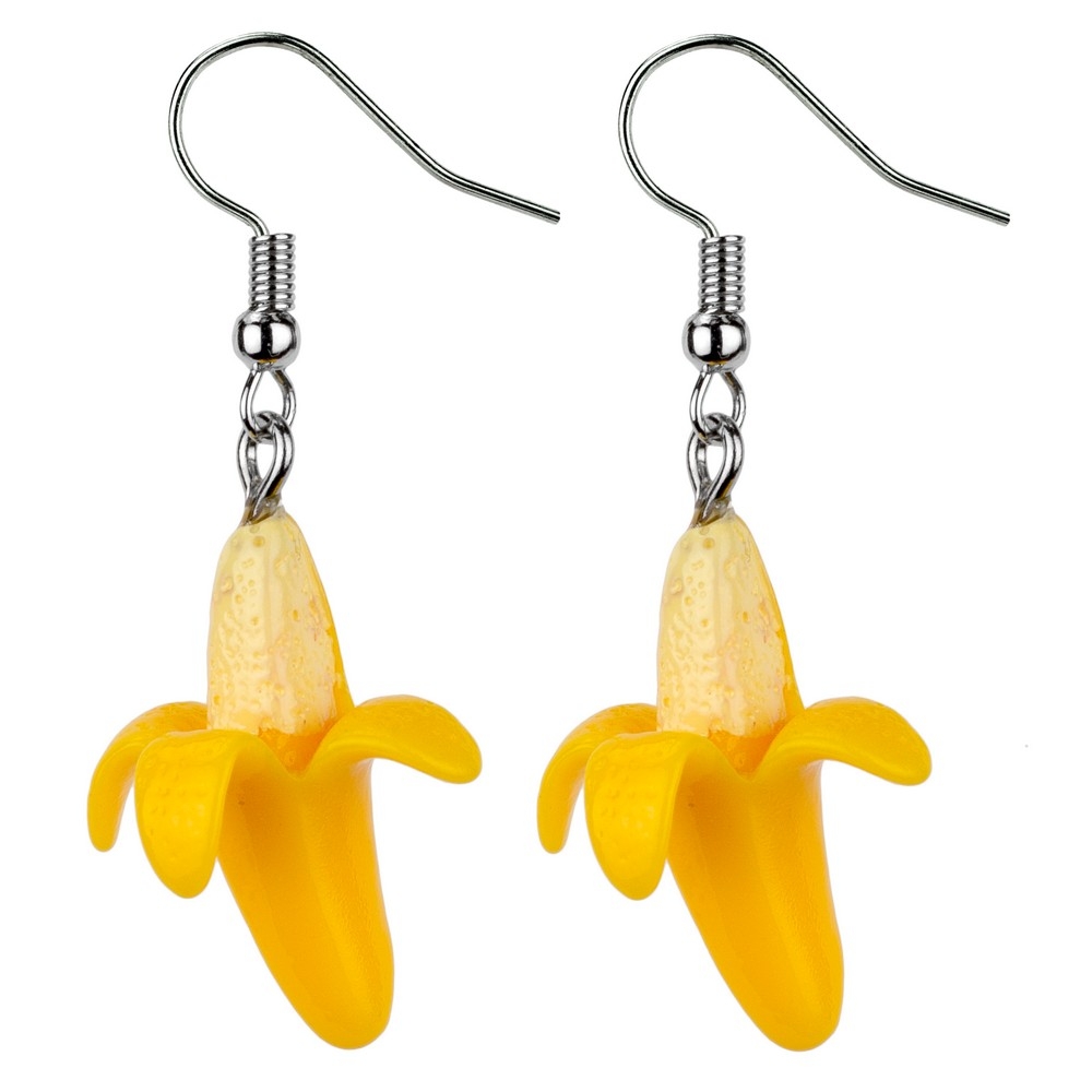 Drop earring resin banana yellow