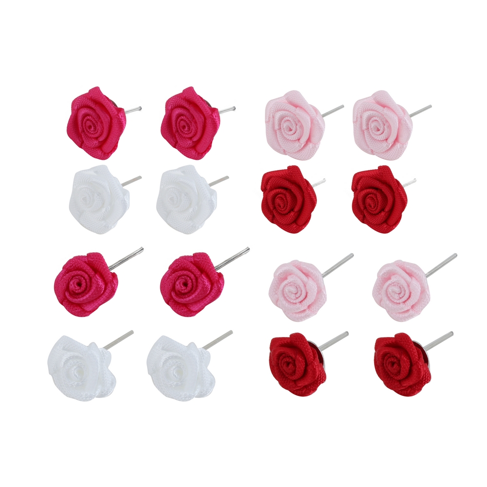 Stud earring satin rose assorted colours