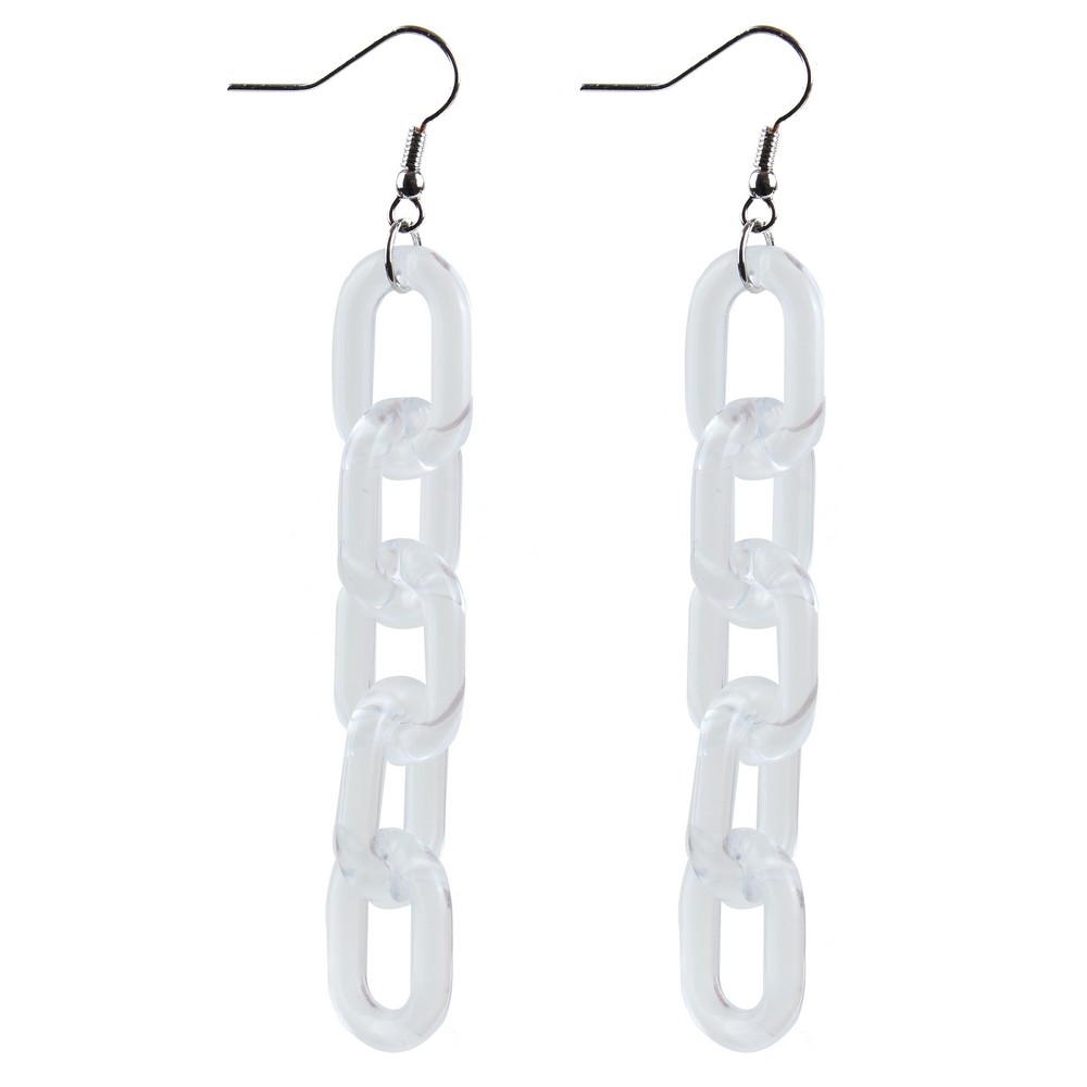 Drop earring acrylic chain clear white