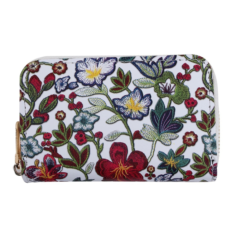 Zip wallet arts & crafts relief floral red
