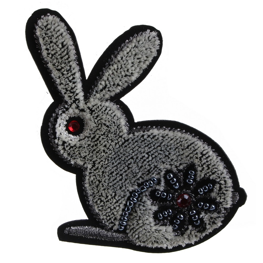 Brooch cotton embroidered rabbit