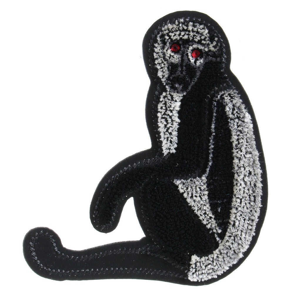 Brooch cotton embroidered capuchin monkey grey