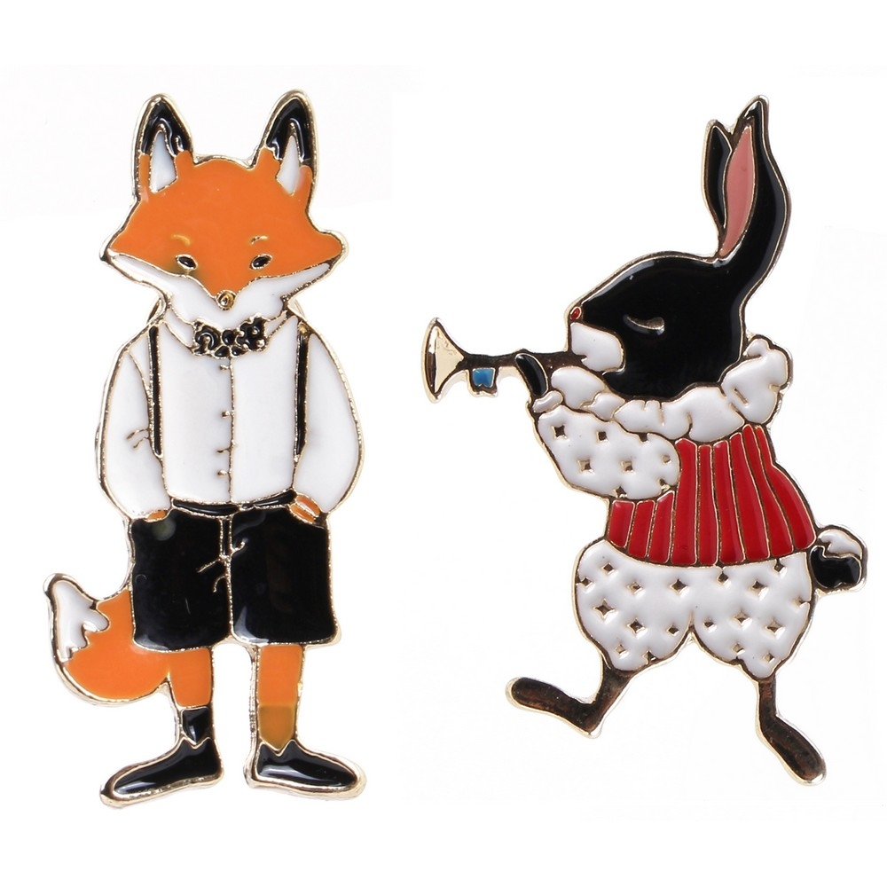 Brooch freddy fox & fanfare rabbit multicoloured