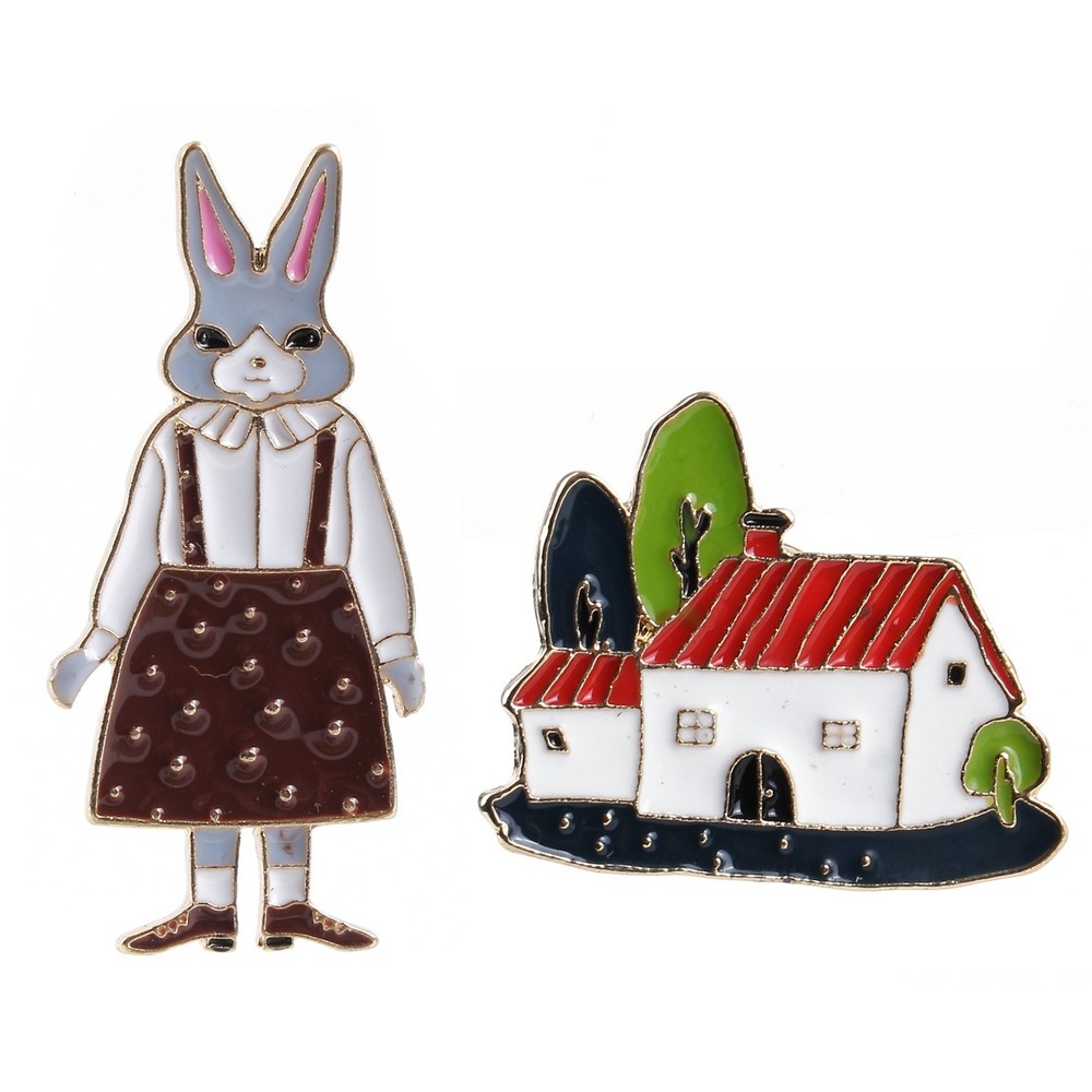 Brooch happy house & rebecca rabbit