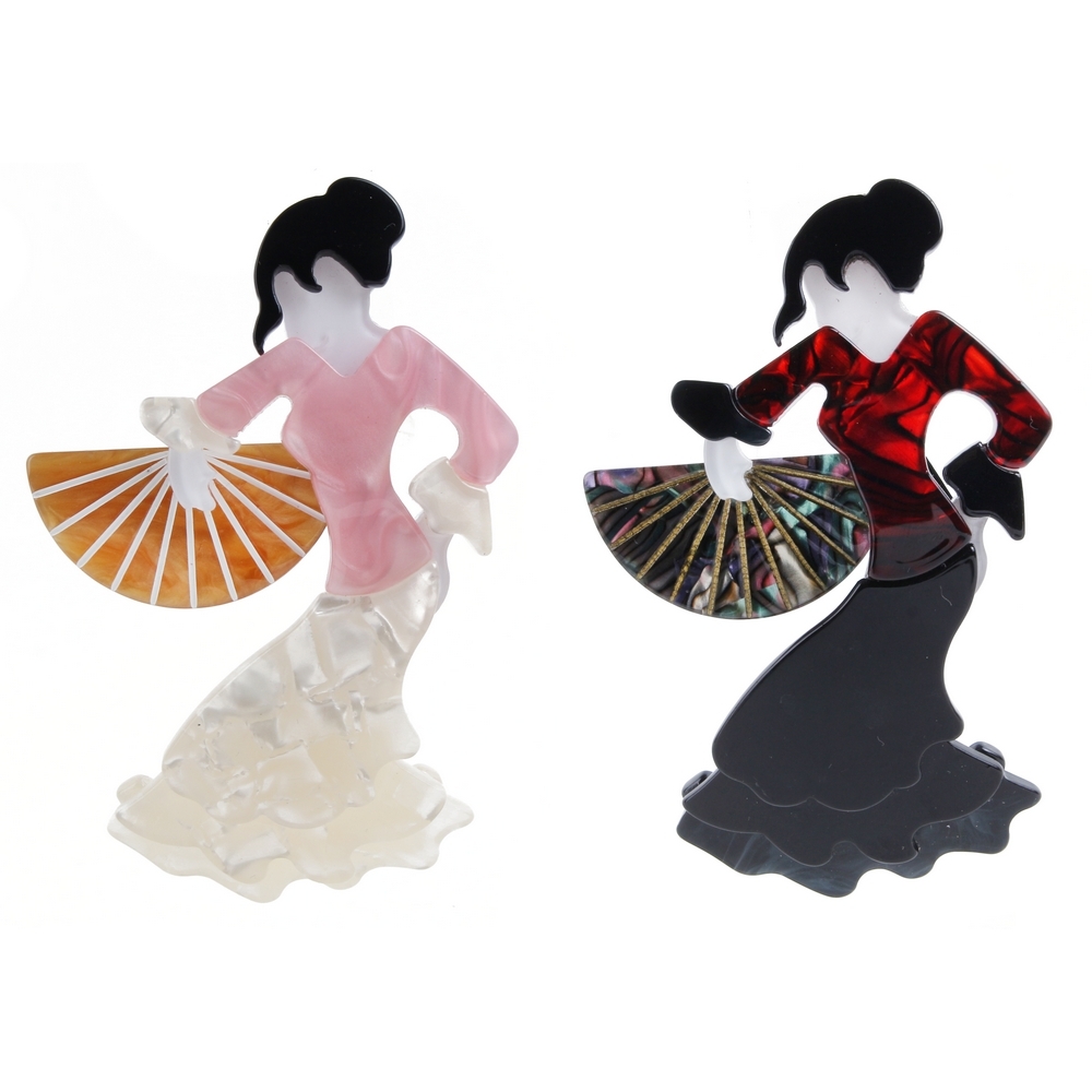 Brooch acrylic flamenco dancer