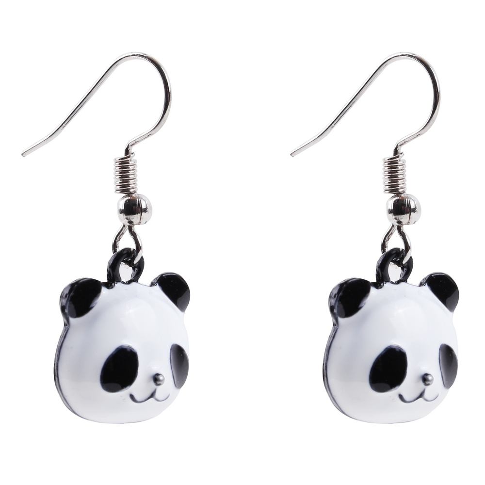 Drop earring panda face black & white