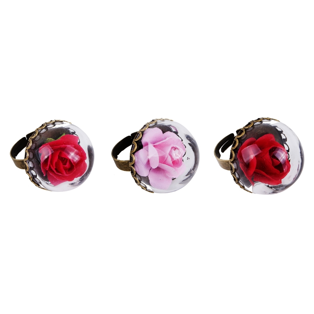 Ring glass rose dome assorted colours