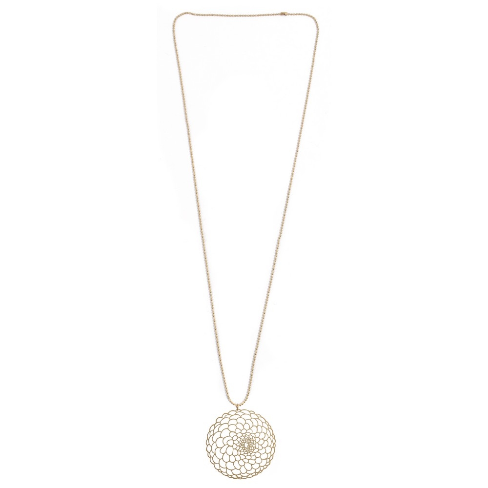 Long necklace geoform chrysanthemum