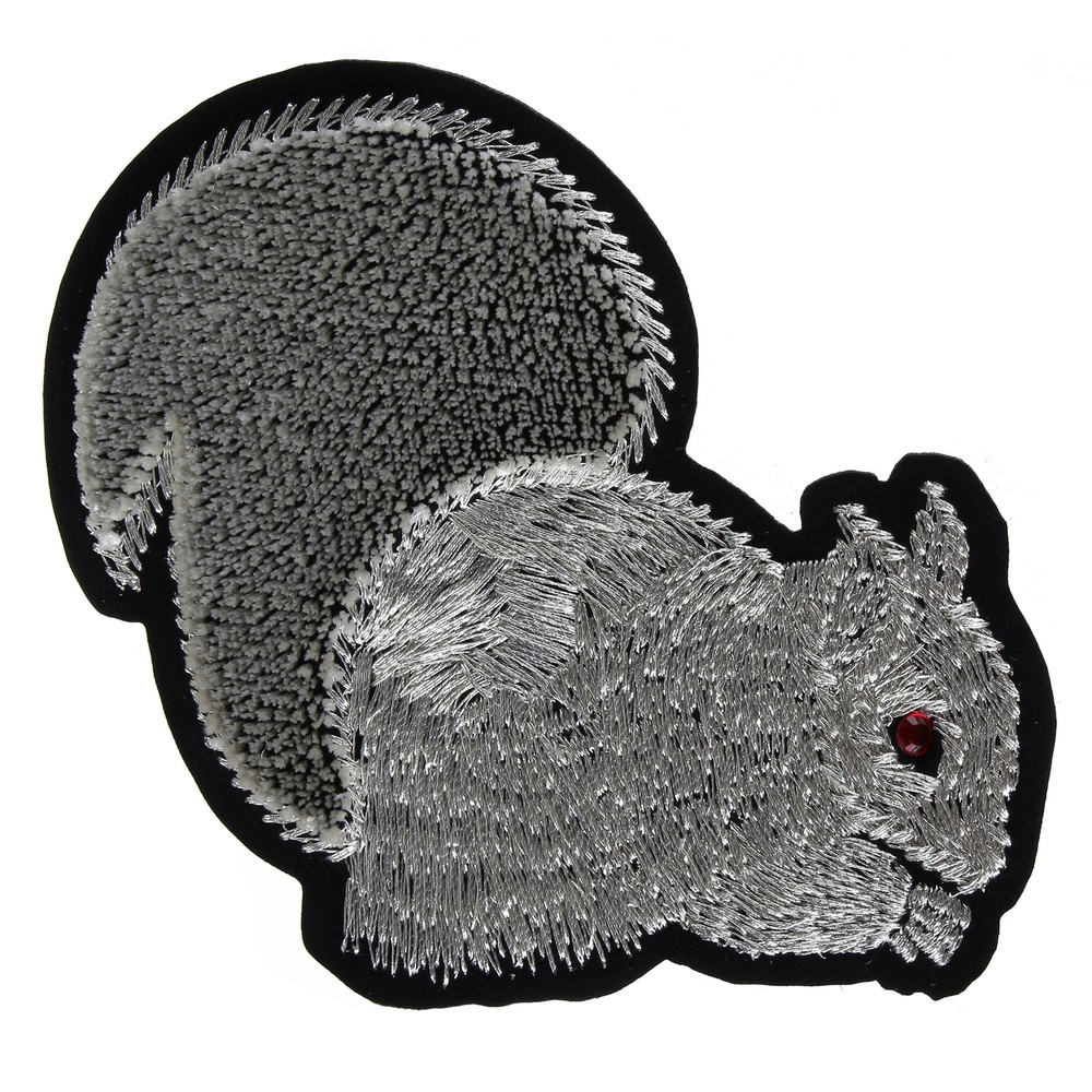 Brooch cotton embroidered squirrel