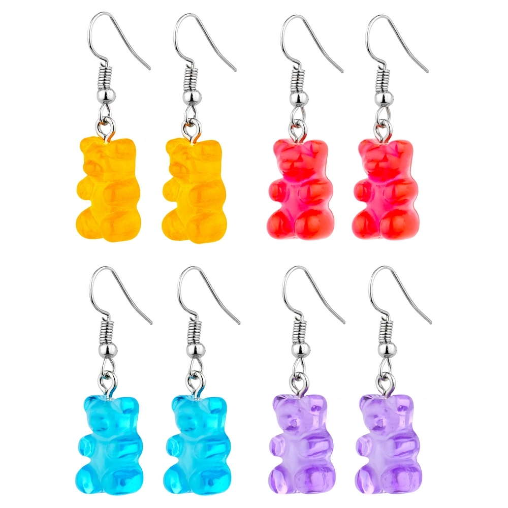 Drop earring acrylic gummy bear assorted colours