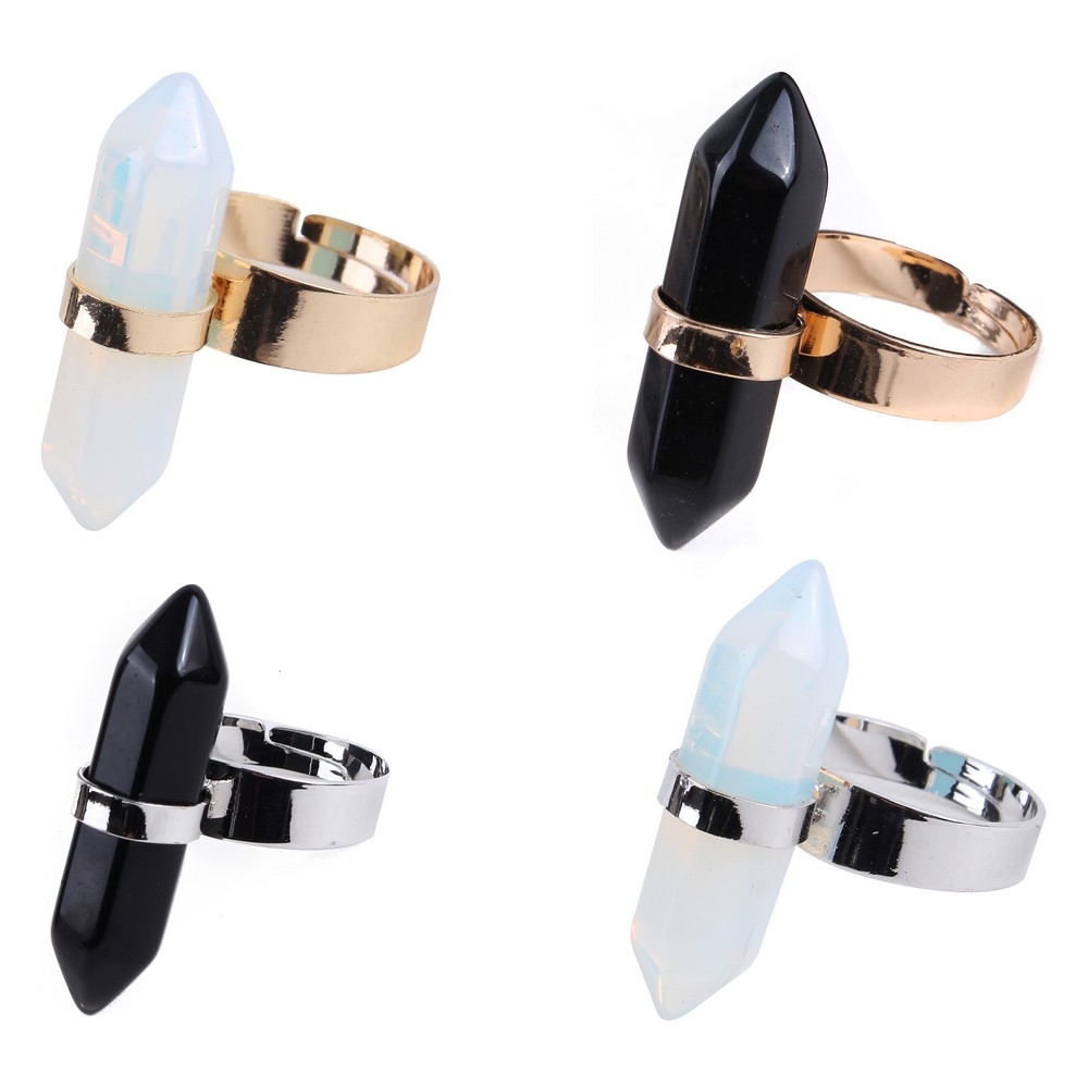 Ring stone obsidian polished facet crystal assorted colours