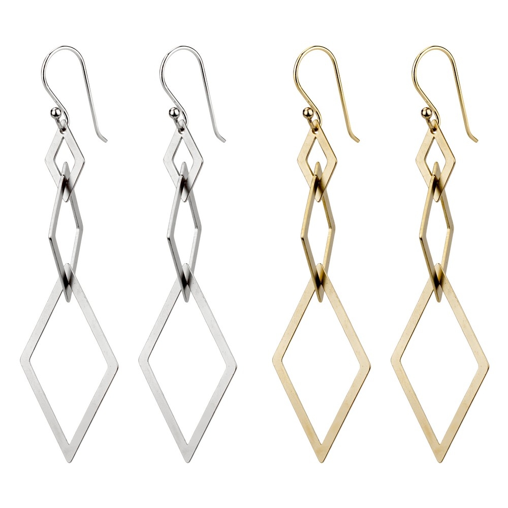 Drop earring interlock diamond