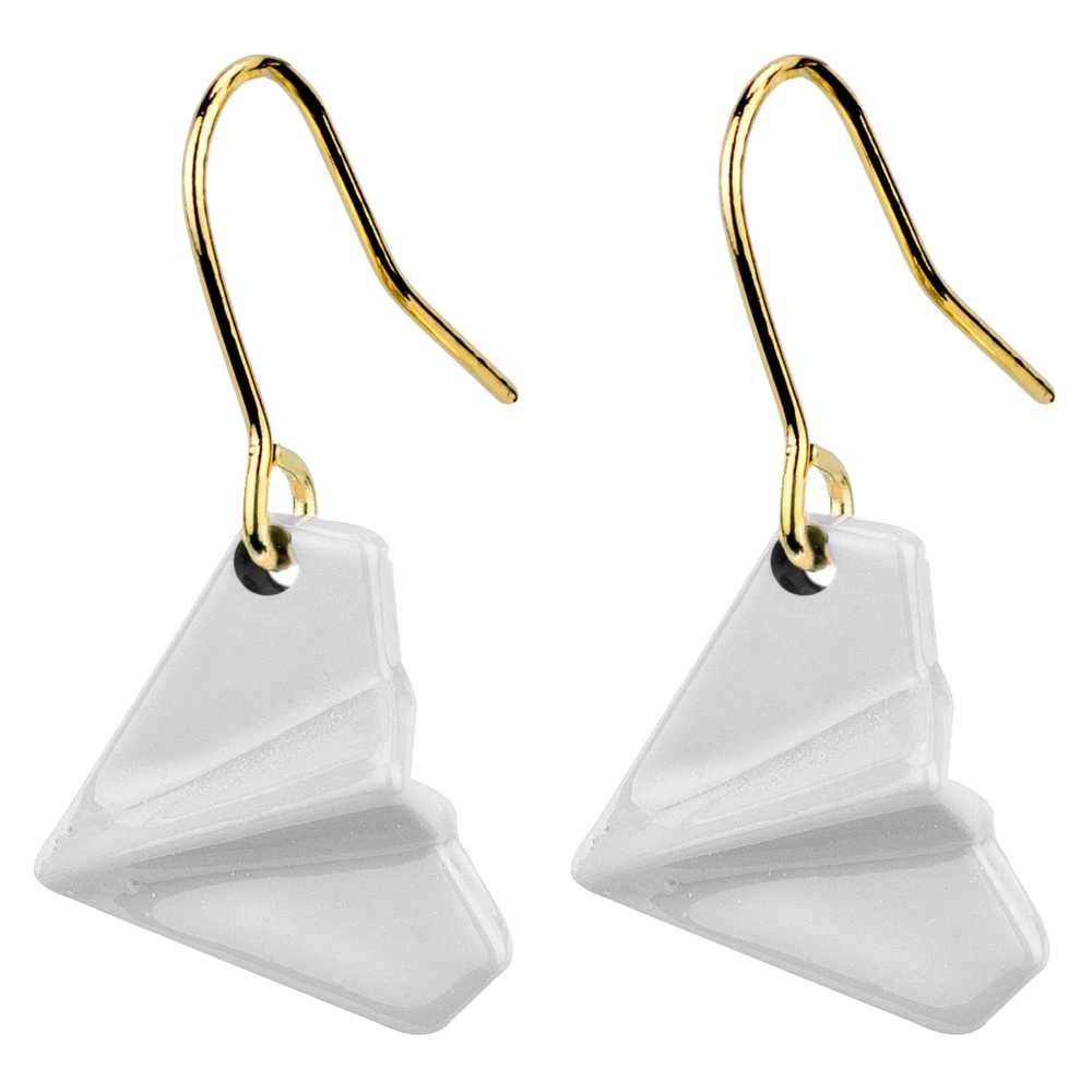 Drop earring paper plane white