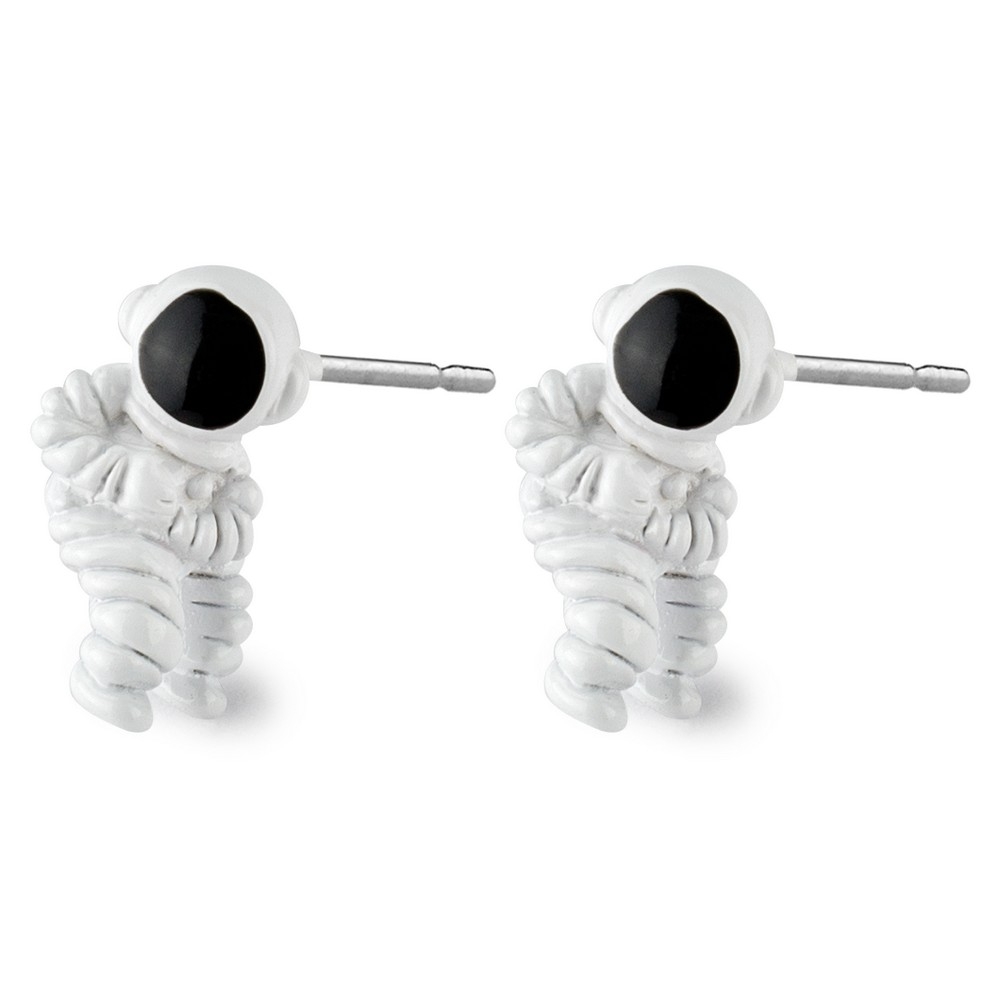 Stud earring mini astronaut black & white