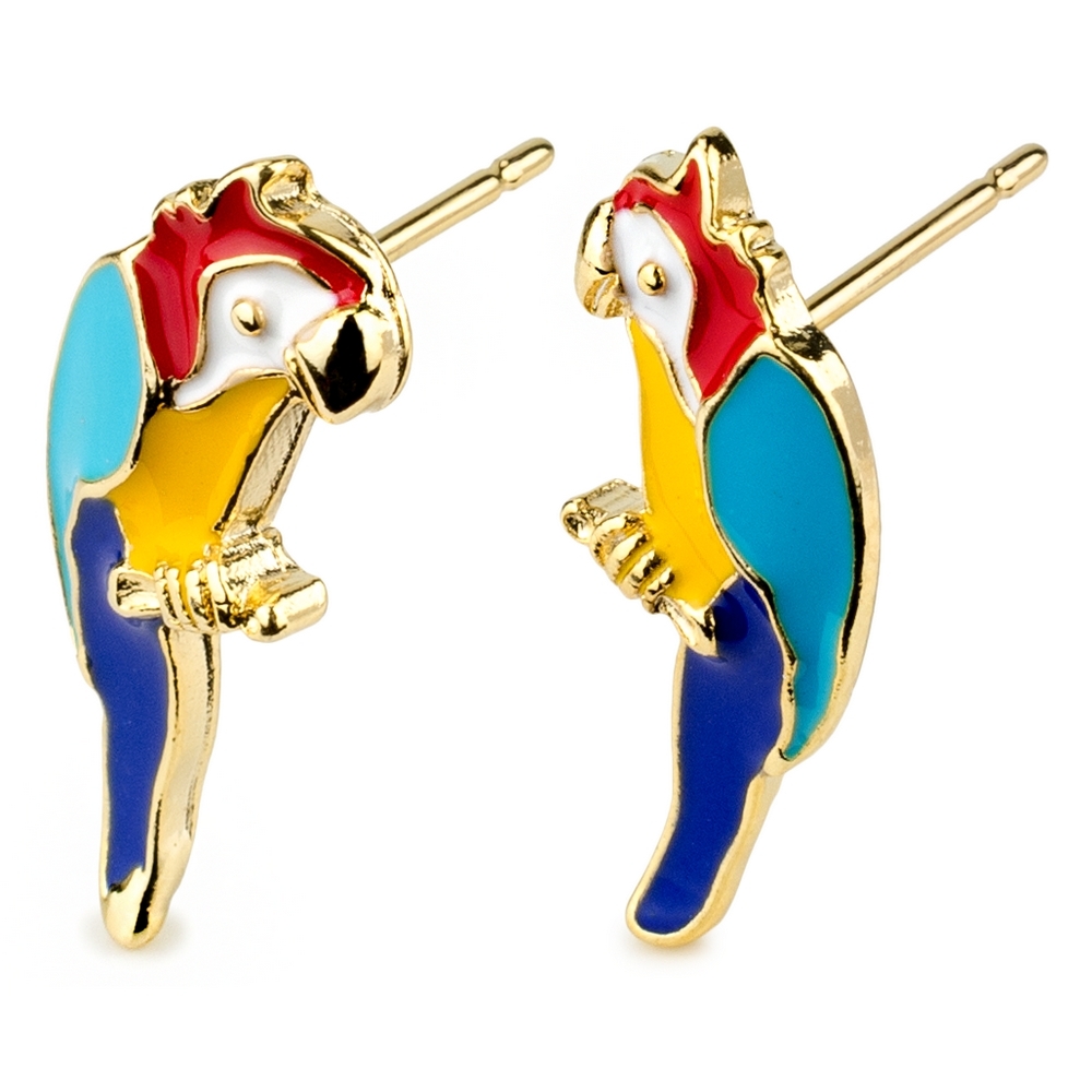 Stud earring enamel parrot