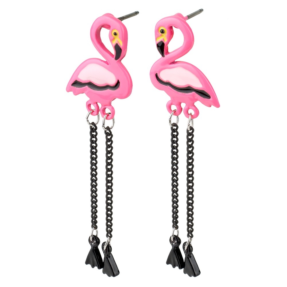 Drop earring small flamingo with chain legs