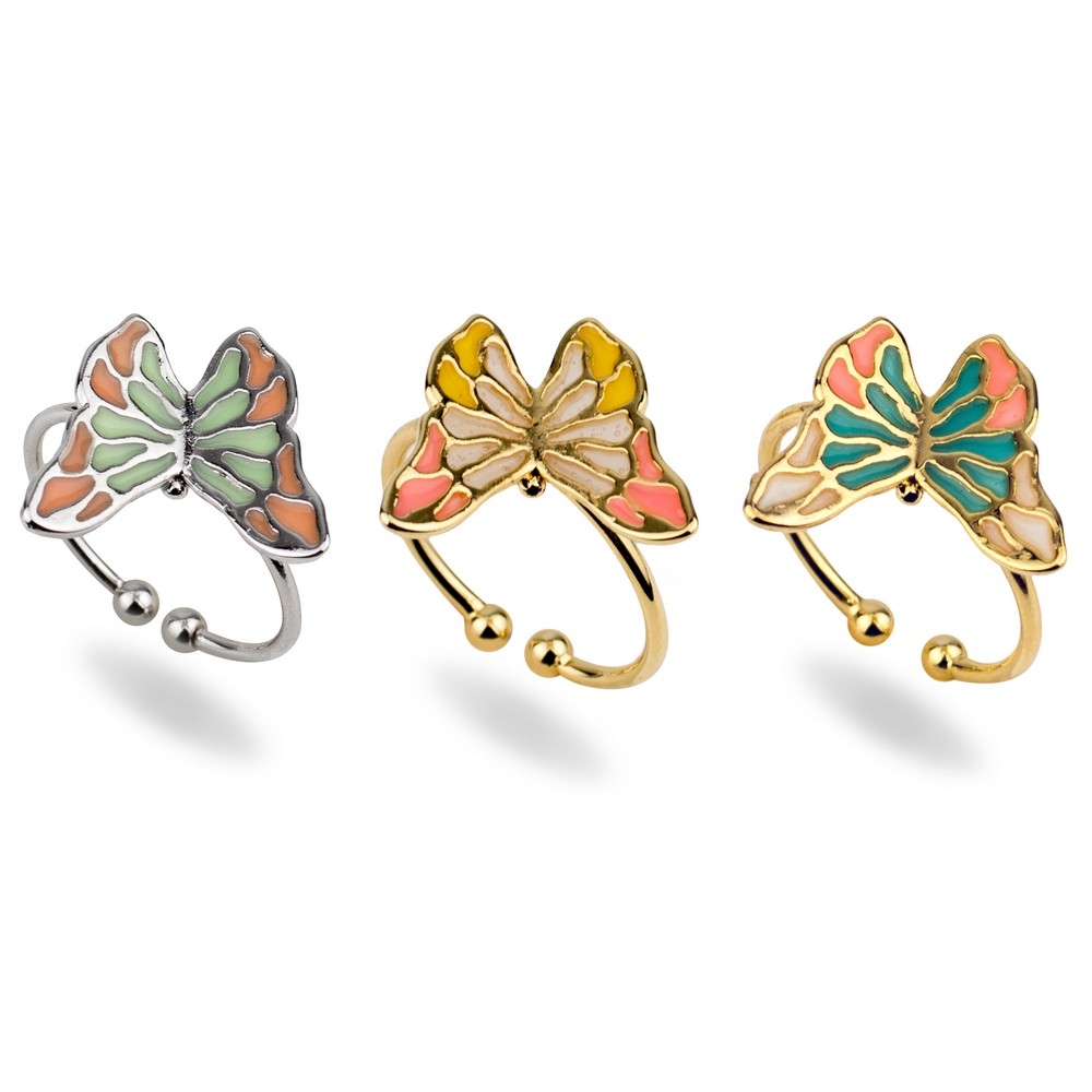 Ring cloisonne butterfly assorted colours