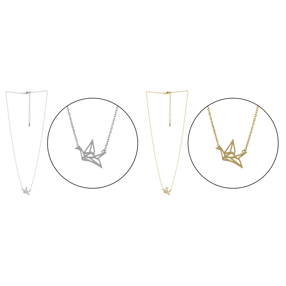 Chain necklace with feature origami bird