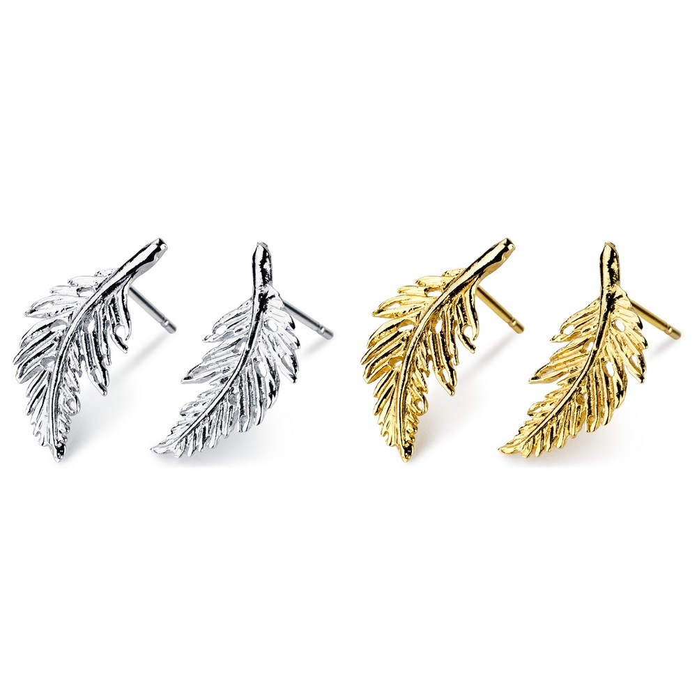 Stud earring fine leaf
