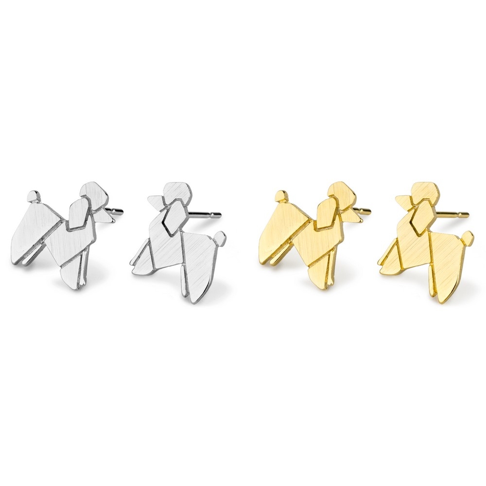 Stud earring matte origami poodle