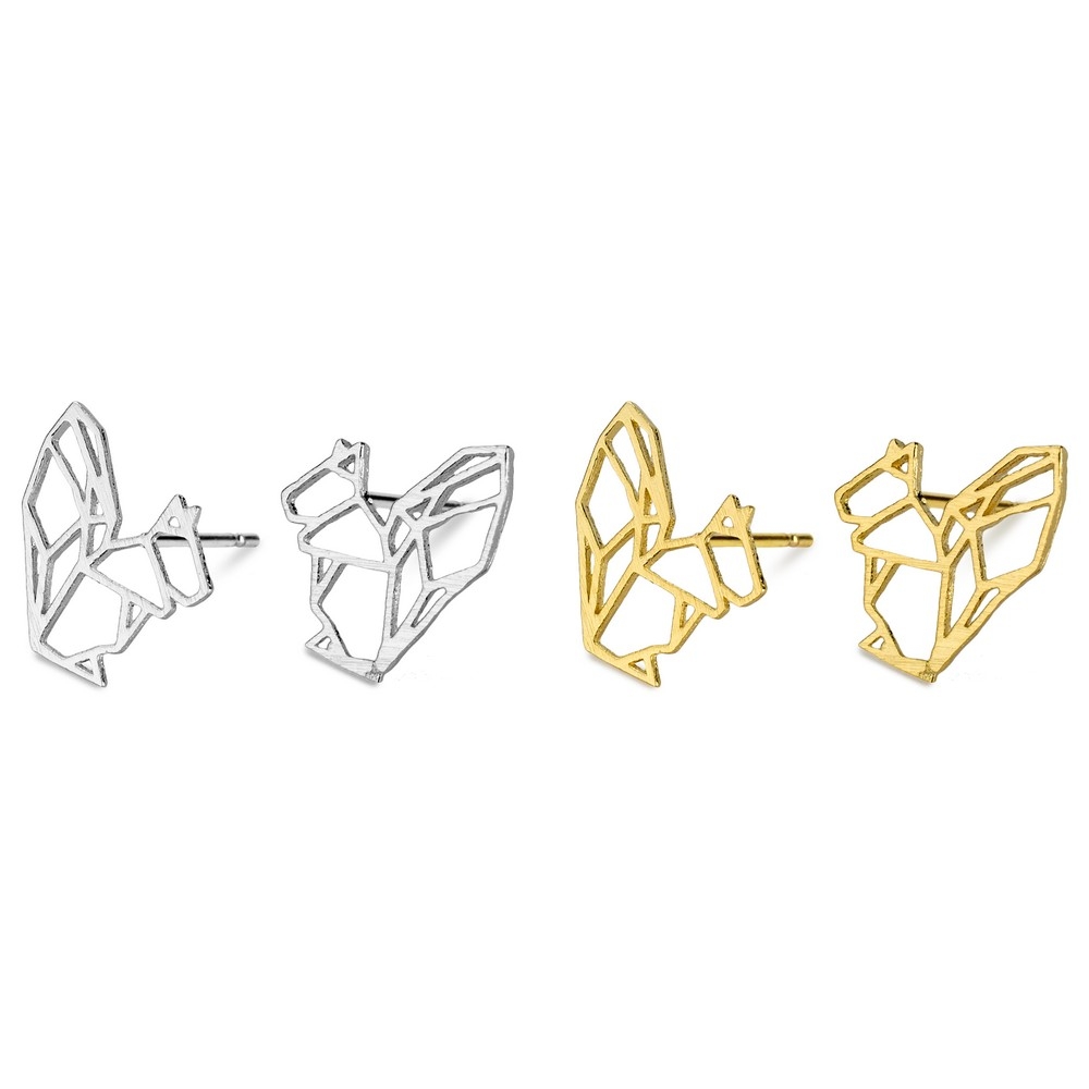Stud earring origami squirrel
