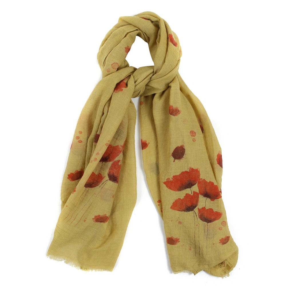Scarf chartreuse poppy garden yellow