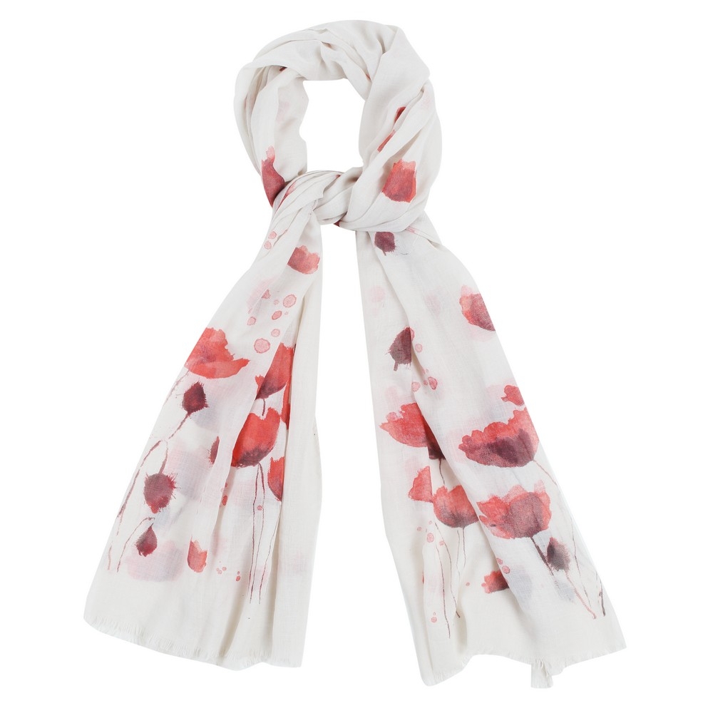 Scarf poppy garden off-white