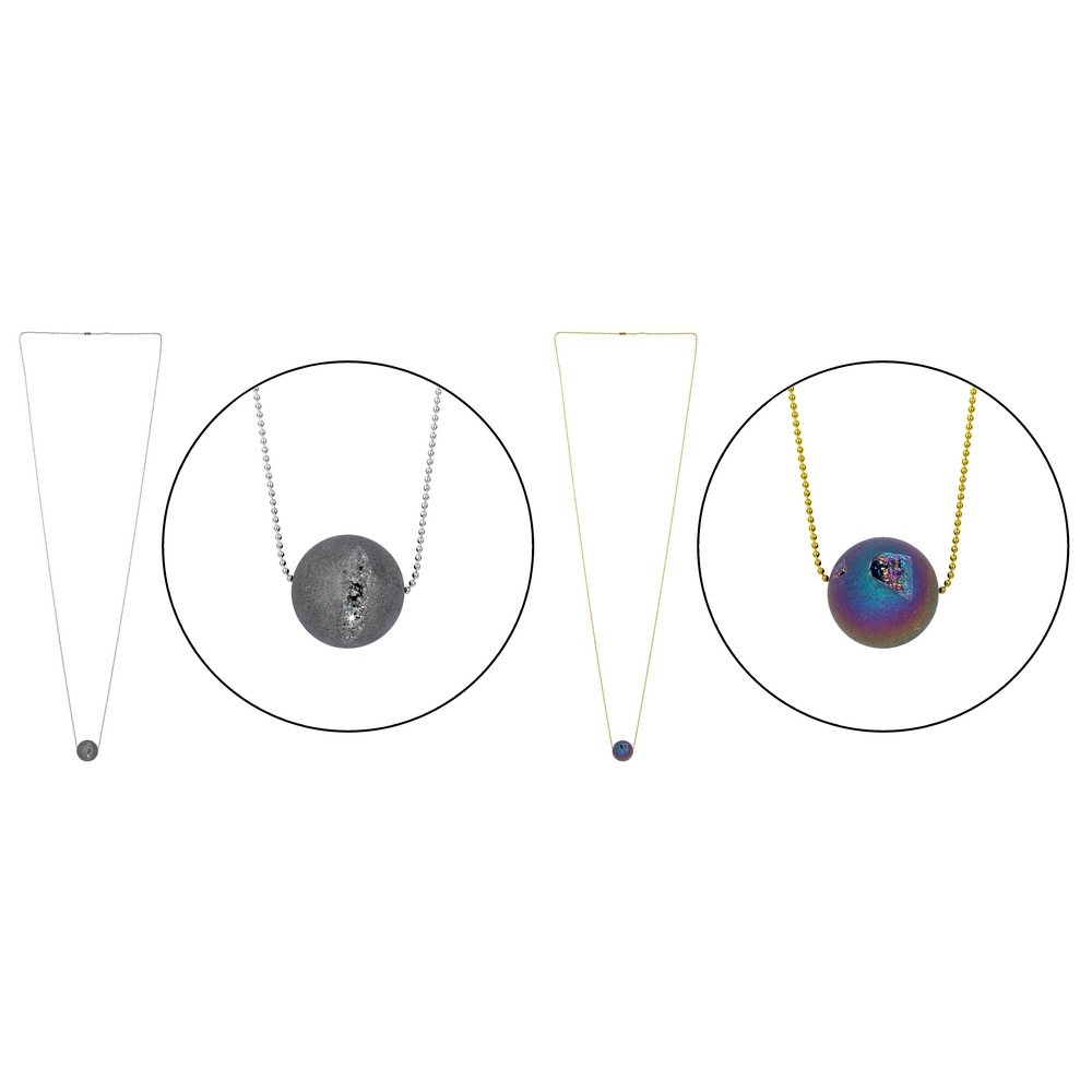 Long necklace single luna agate assorted colours