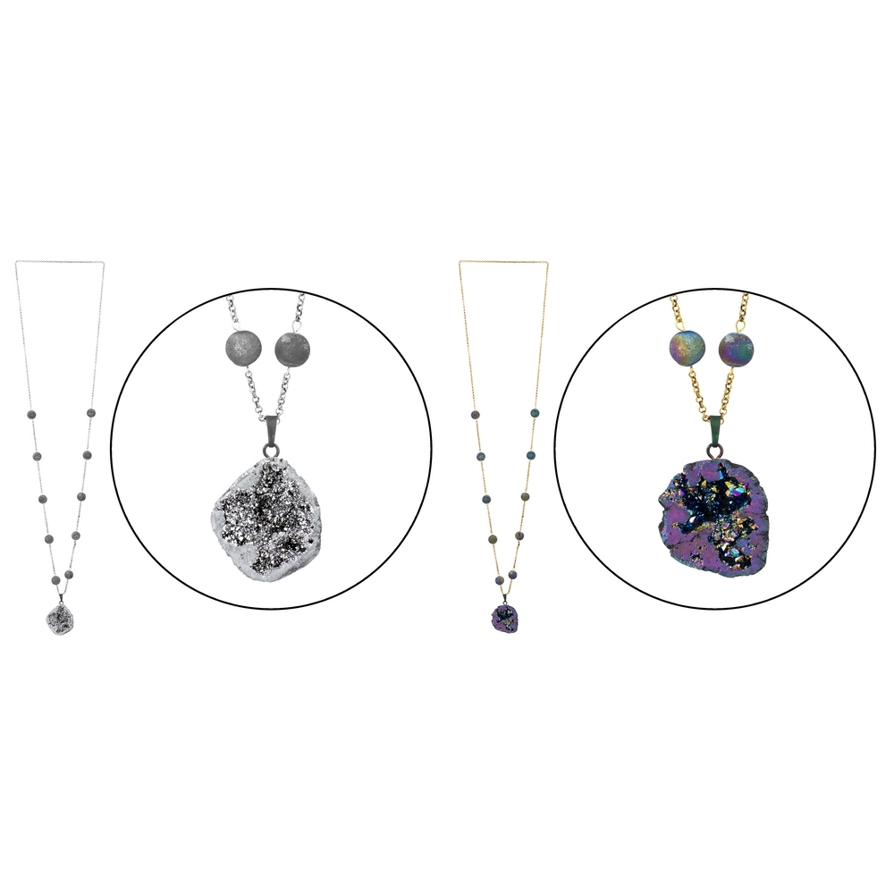 Long necklace luna large mineral agate