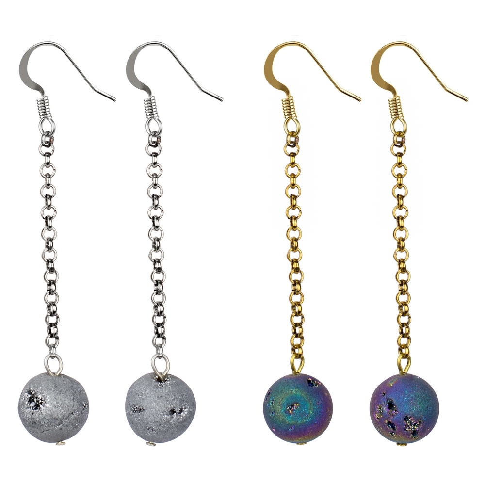 Drop earring luna mineral pendant assorted colours