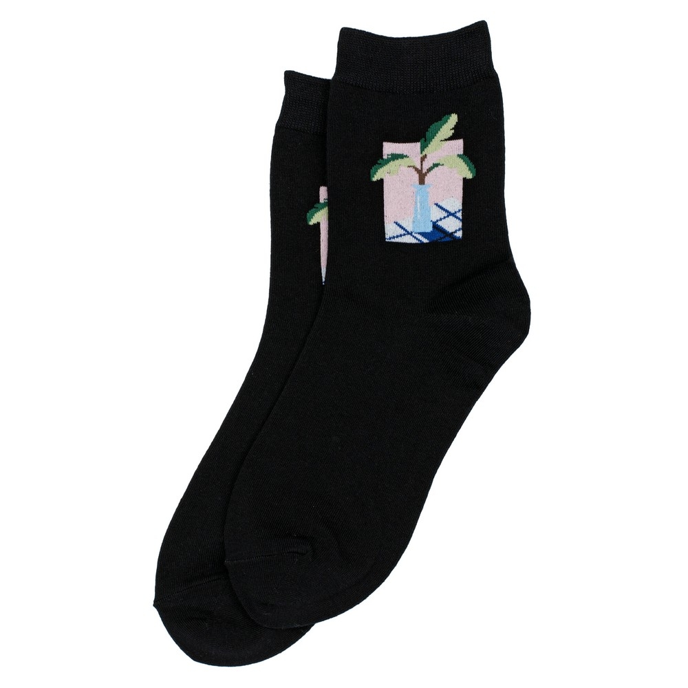 Socks cotton & spandex house plant black