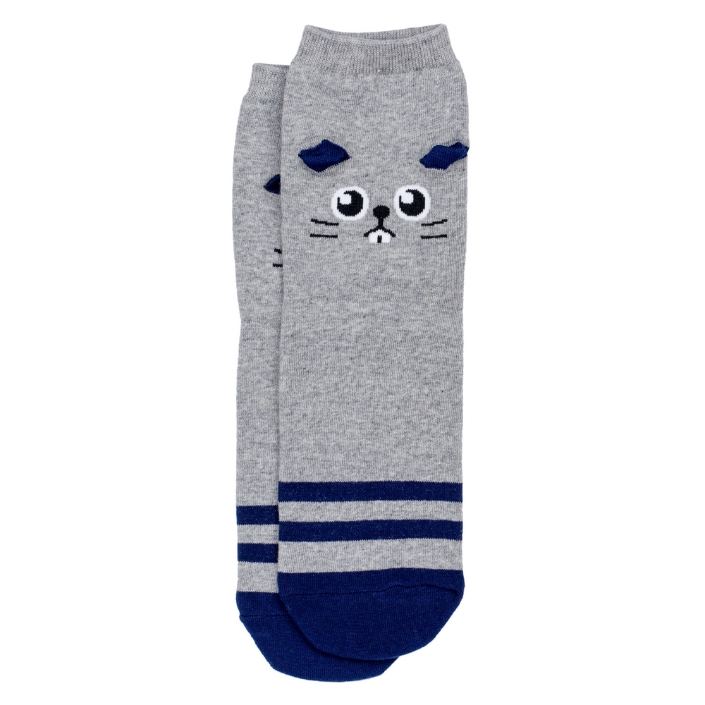 Socks cotton & spandex mouse stripey toes grey