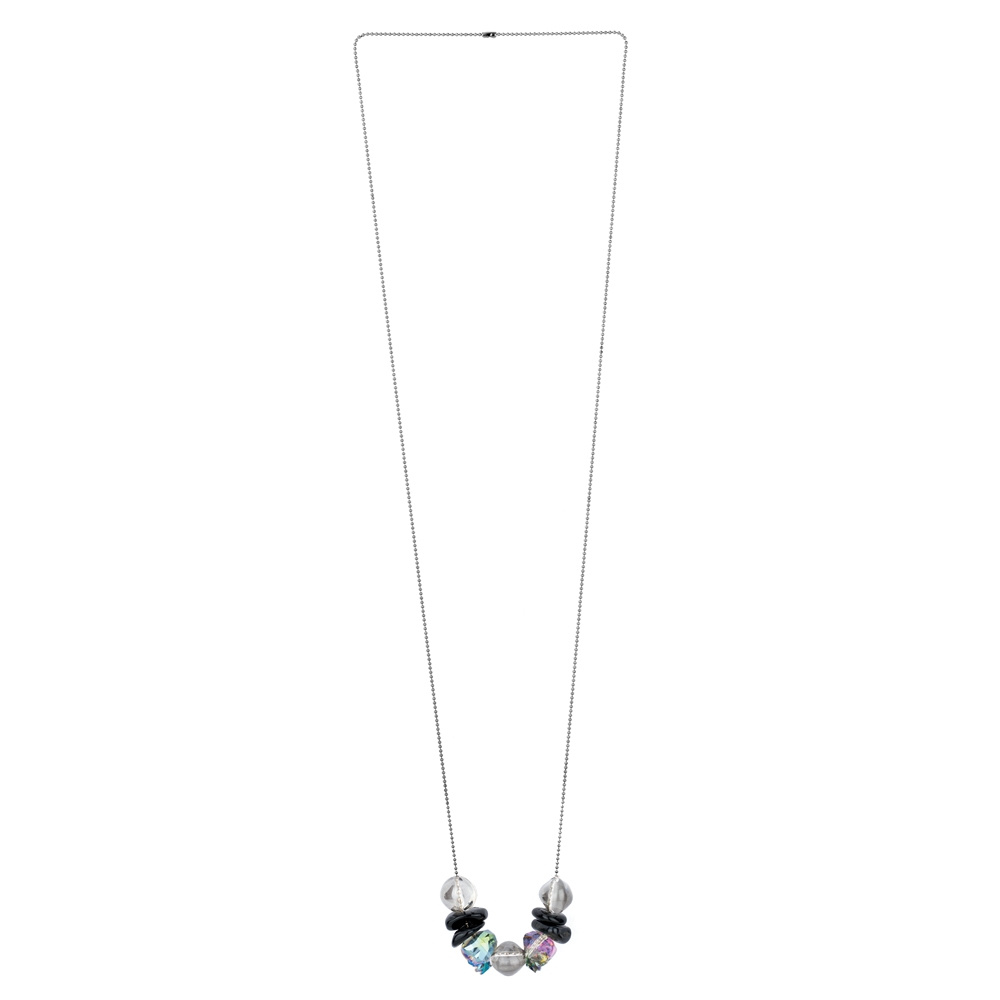 Long necklace glass crystal skull