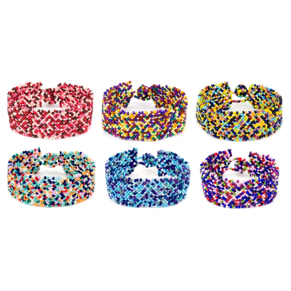 Bracelet bead woven tiny beads multicoloured assortment multicoloured