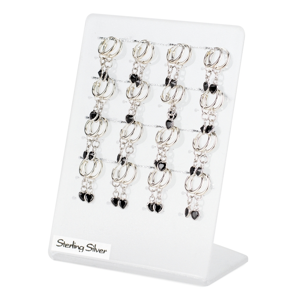 Hoop earring 925 silver & crystal glass heart black