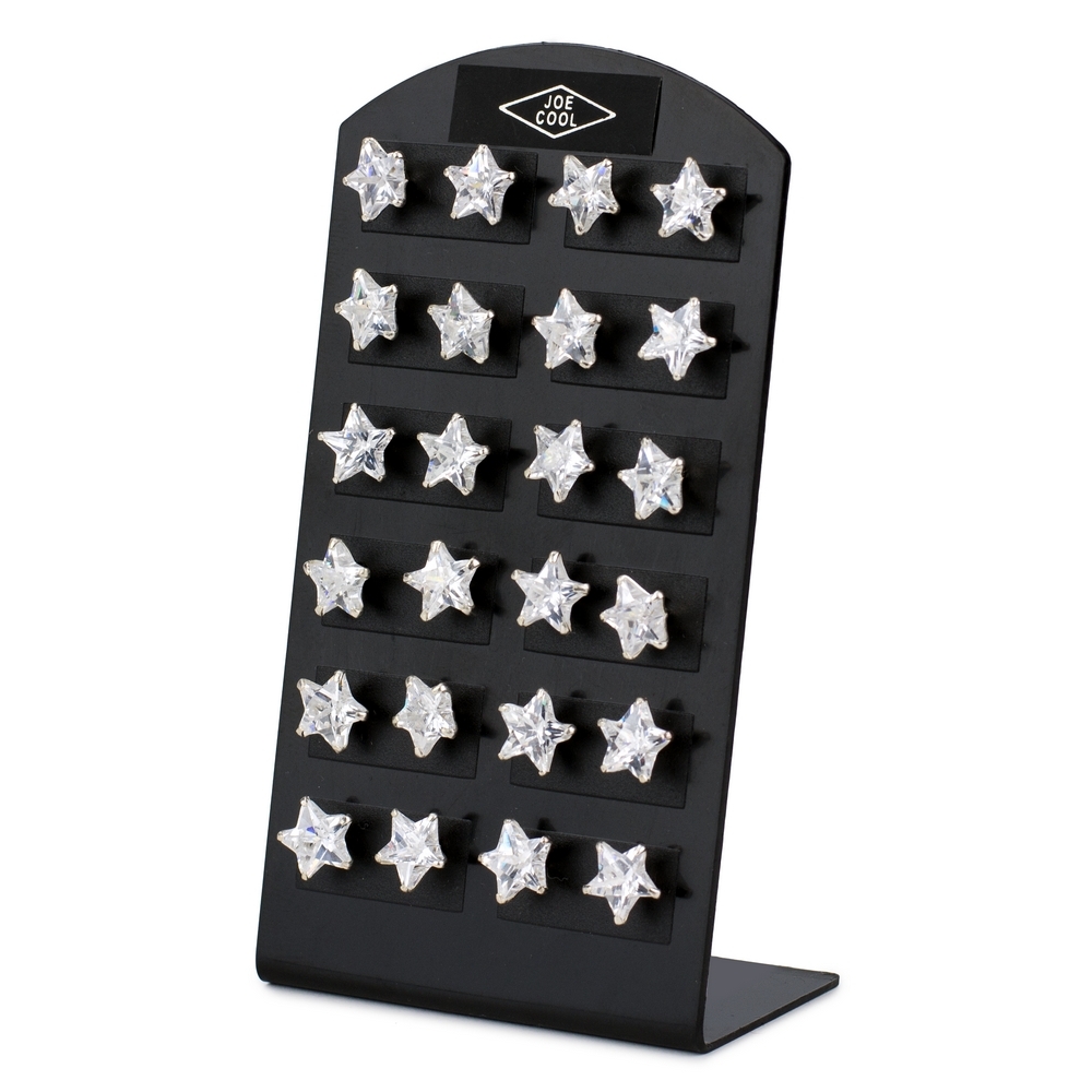 Stud earring 925 silver & crystal glass star clear