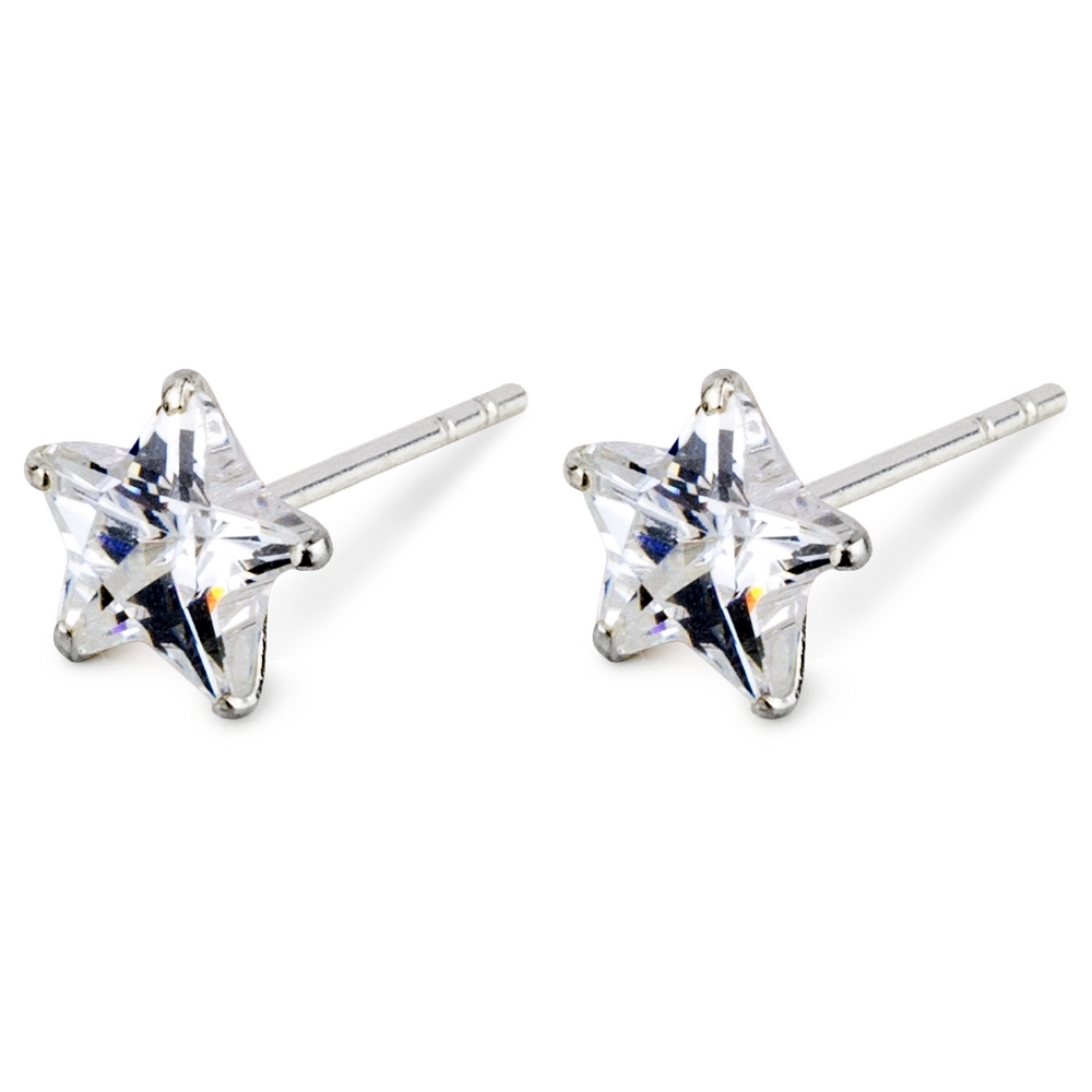 Stud earring 925 silver & crystal glass star clear - Image 2