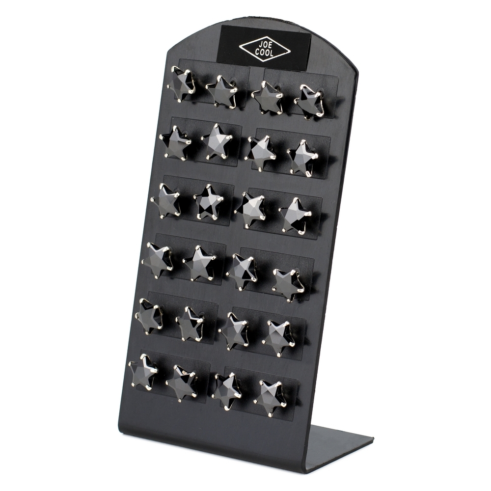 Stud earring 925 silver & crystal glass star black