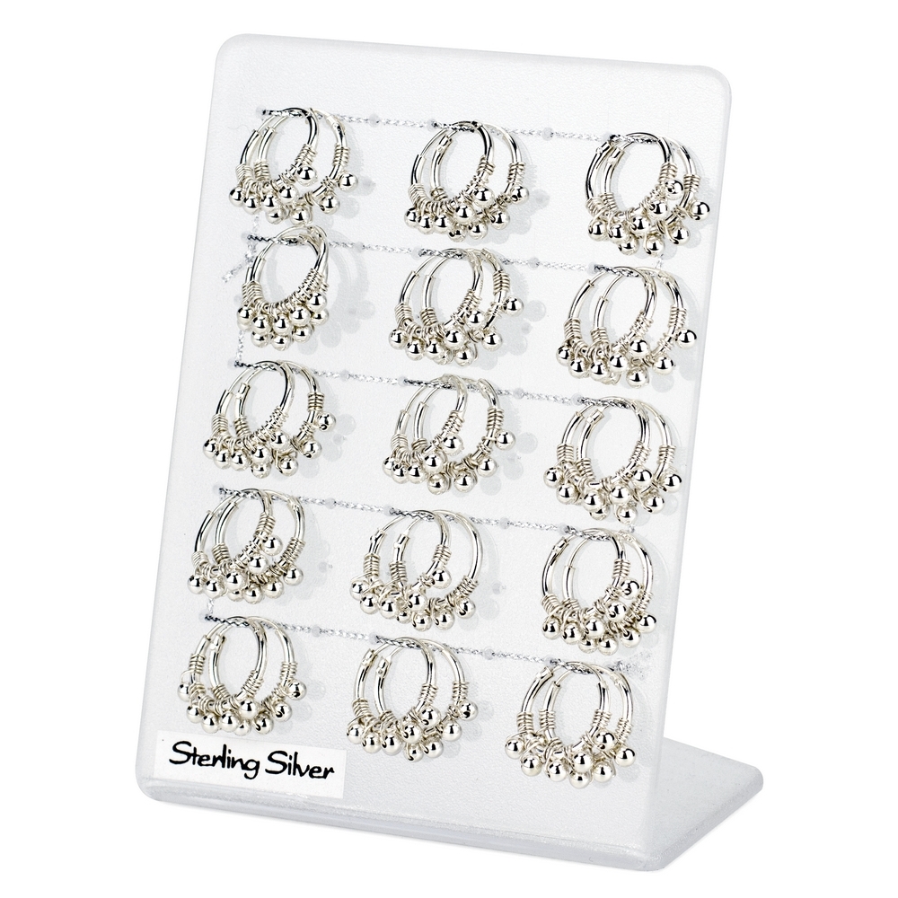 Hoop earring 925 silver 5 ball bead silver