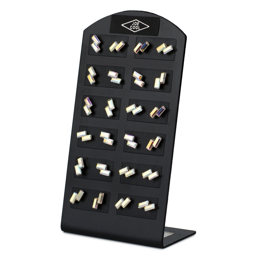 Stud earring 925 silver double baguette