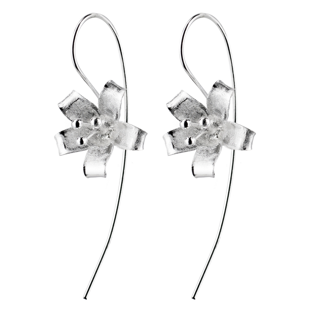 Drop earring 925 silver 5 petal silver
