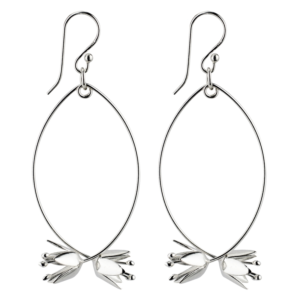Drop earring 925 silver double flower